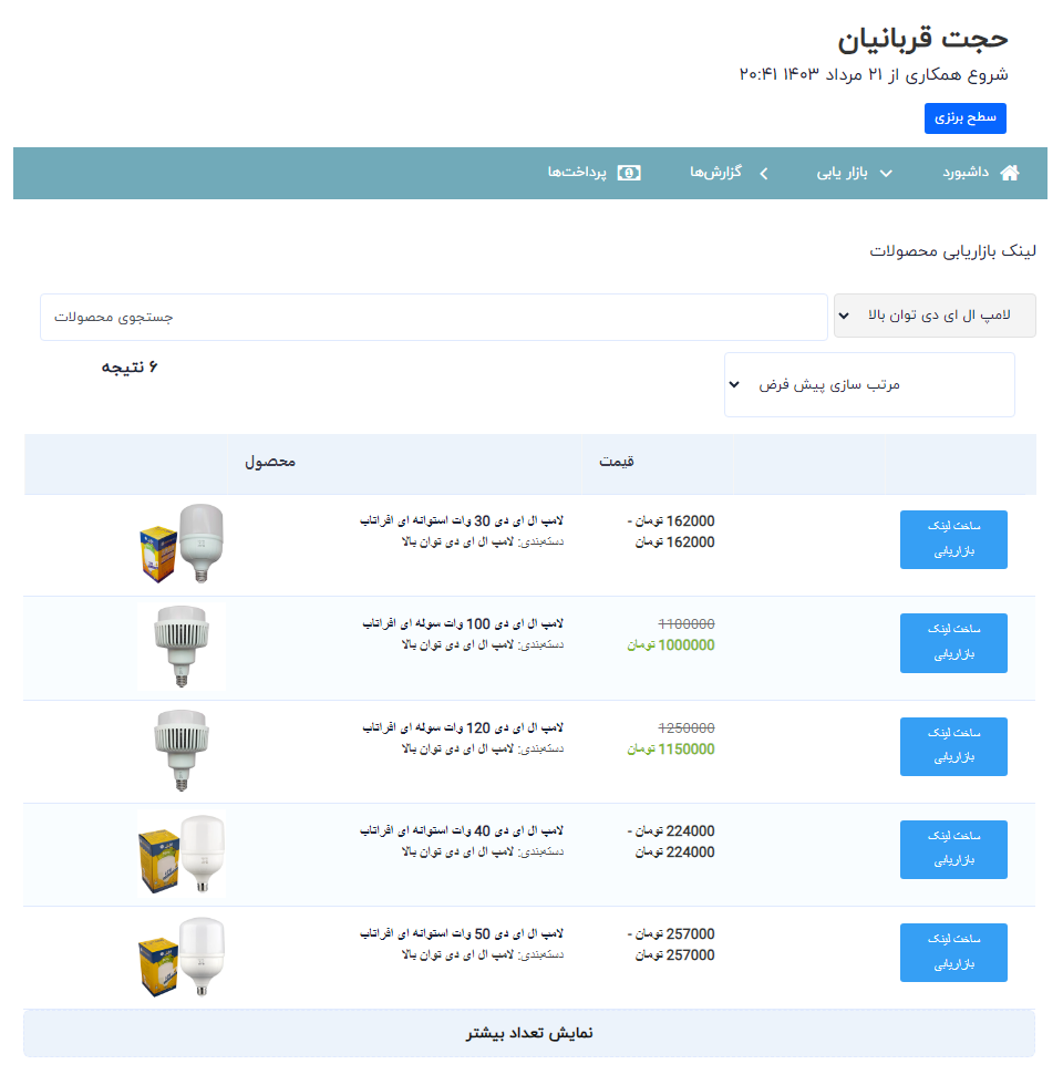 سامانه همکاری با الکترولوتوس ـ لینک بازاریابی محصولات